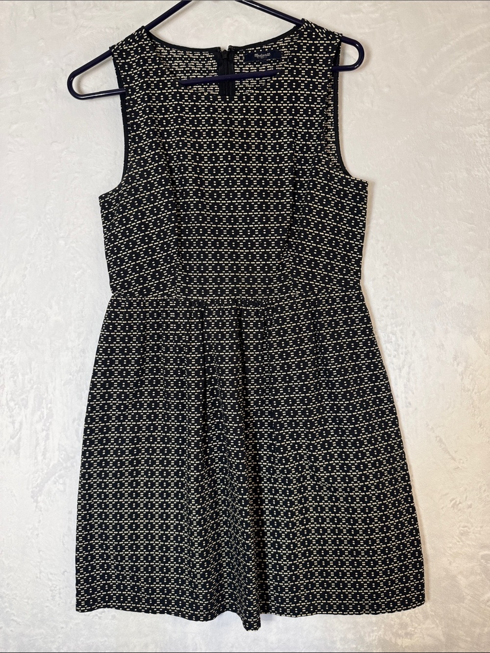 Madewell Size 4 Black and Cream Sleeveless A-Line Dress
